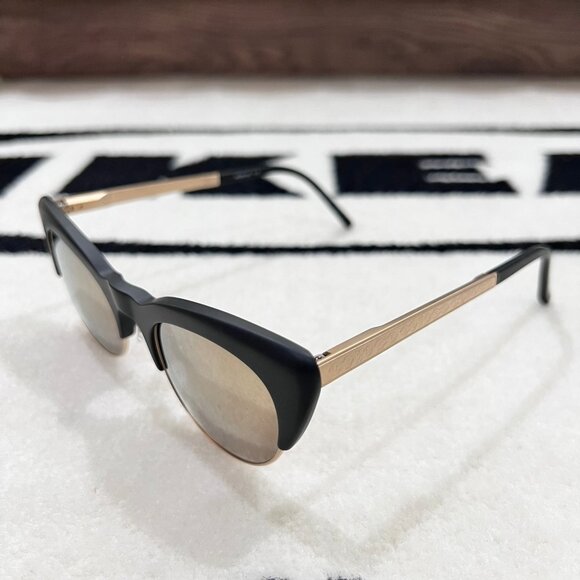 Infamous Matsuda 2018 Cat Eye Gold Mirror Lens Sunglasses Matte Black Titanium main image 5